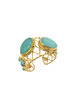 Blue Chalcedony Gold Open Cuff