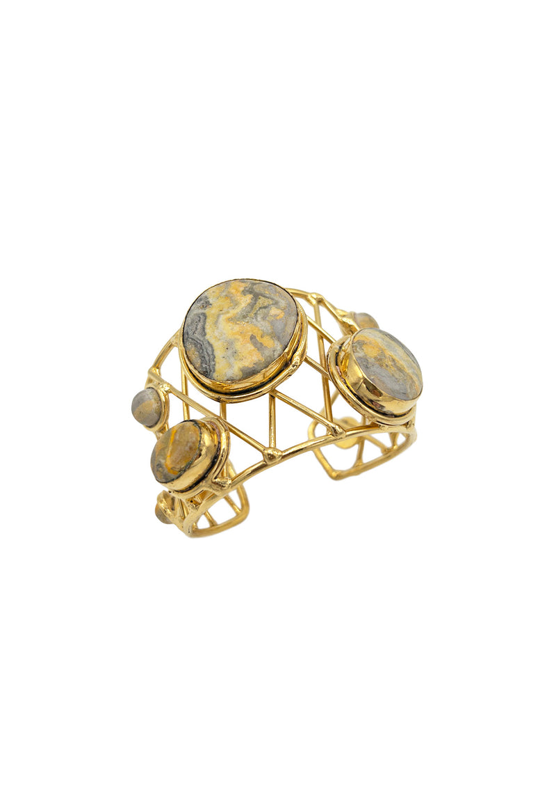 Earthtone Jasper Gold Cuff