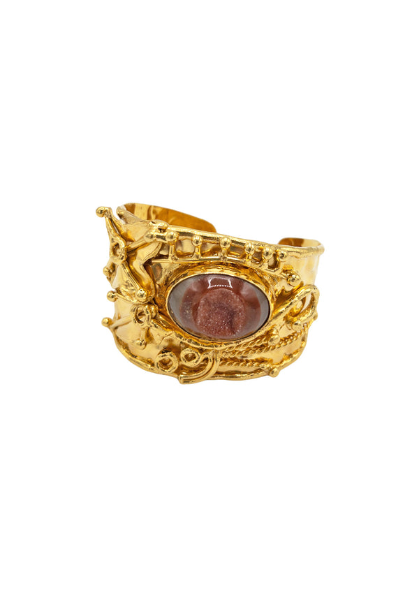 Red Carneilan Drusy Gold Cuff