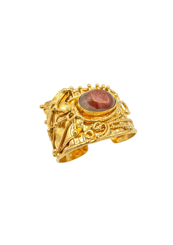 Red Carneilan Drusy Gold Cuff