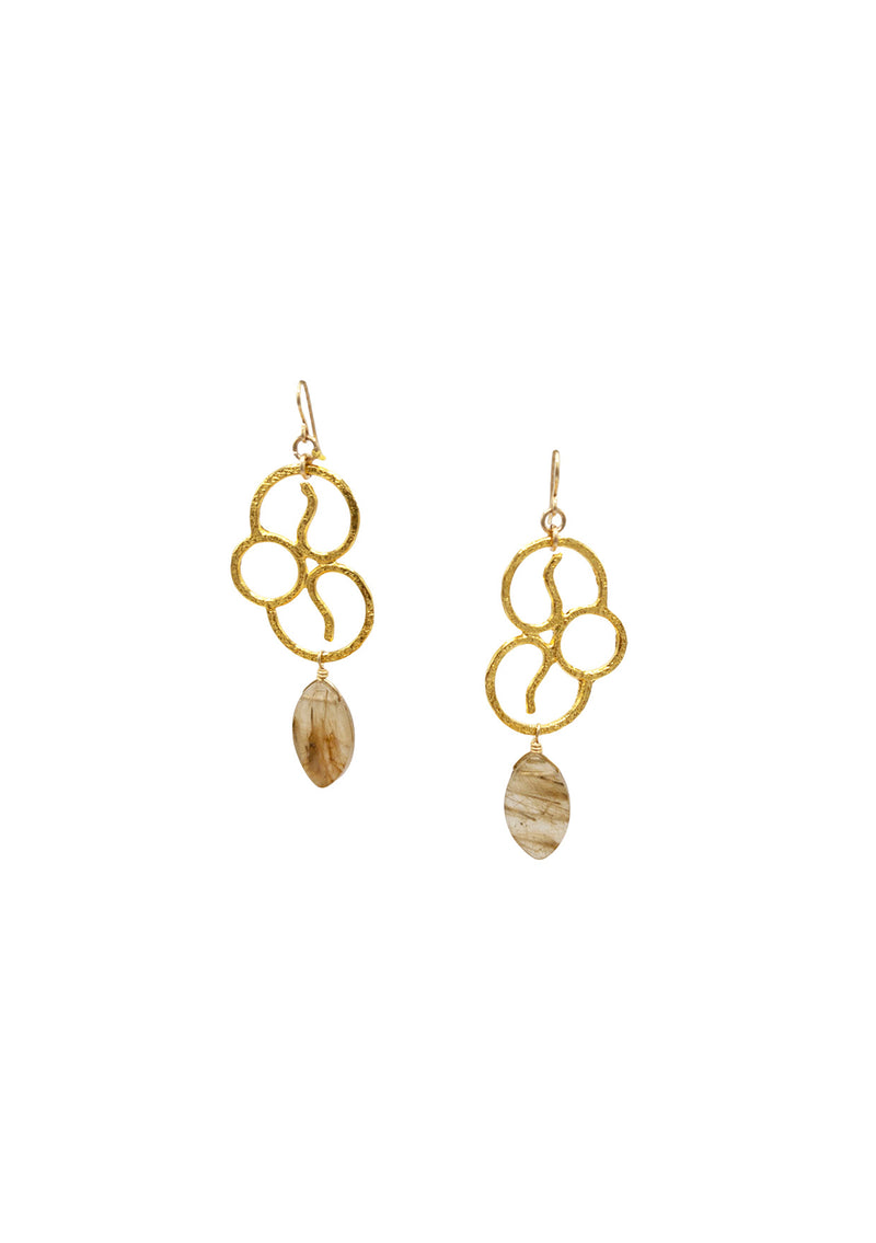 Rutilated Quartz Gold Earrings