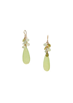 Green Chalcedony Cluster Earrings