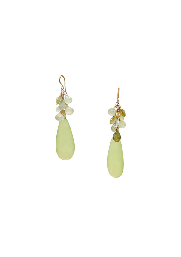 Green Chalcedony Cluster Earrings