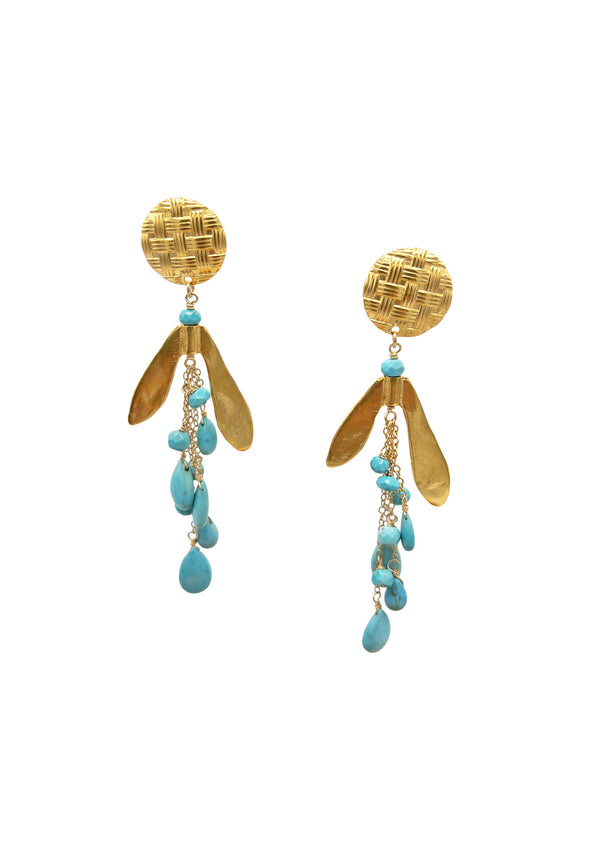 Turquoise Gold Statement Earrings