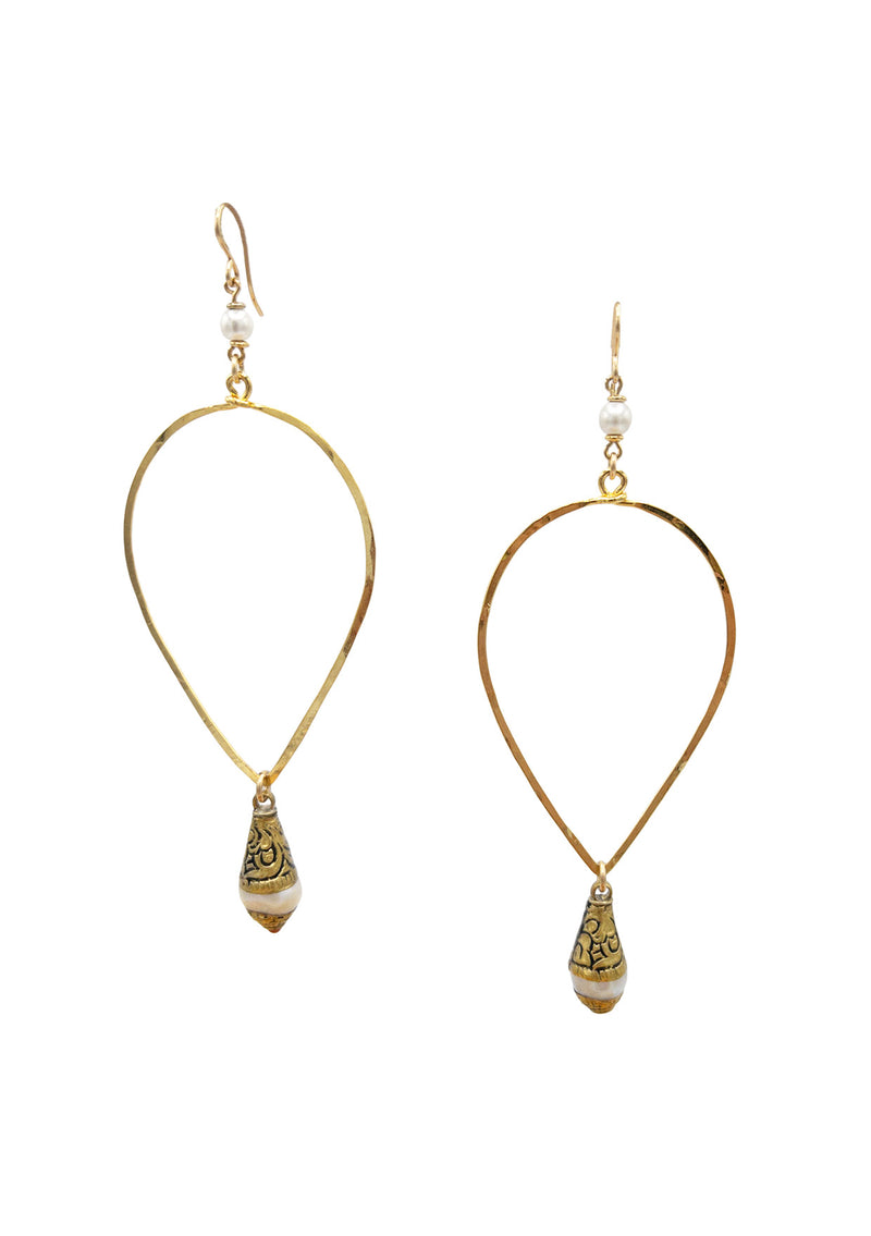 Ethnic Gold Teardrop Earrings