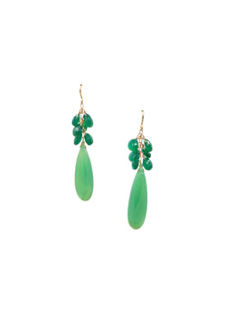 Green Chalcedony Onyx Cluster Earrings