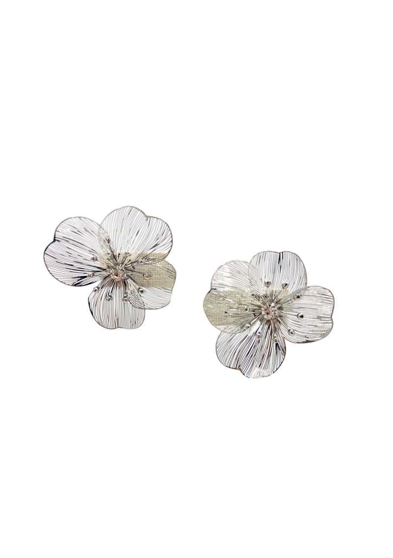 Silver Filigree Flower Earrings