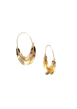 Gold Ridge Wedge Hoop Earrings