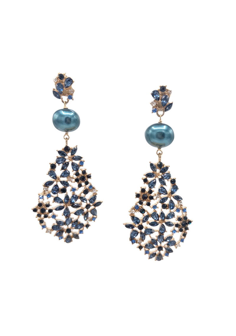 Blue Crystal Statement Earrings