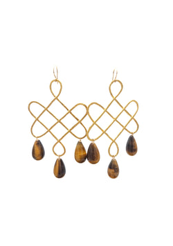 Gold Trellis TIger's Eye Earrings