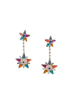 Flower Multicolor Crystal Drop Earrings