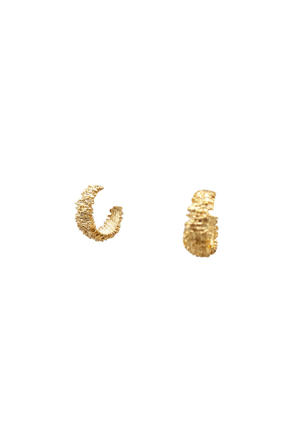 Thick Gold Textured Hoop Earrings