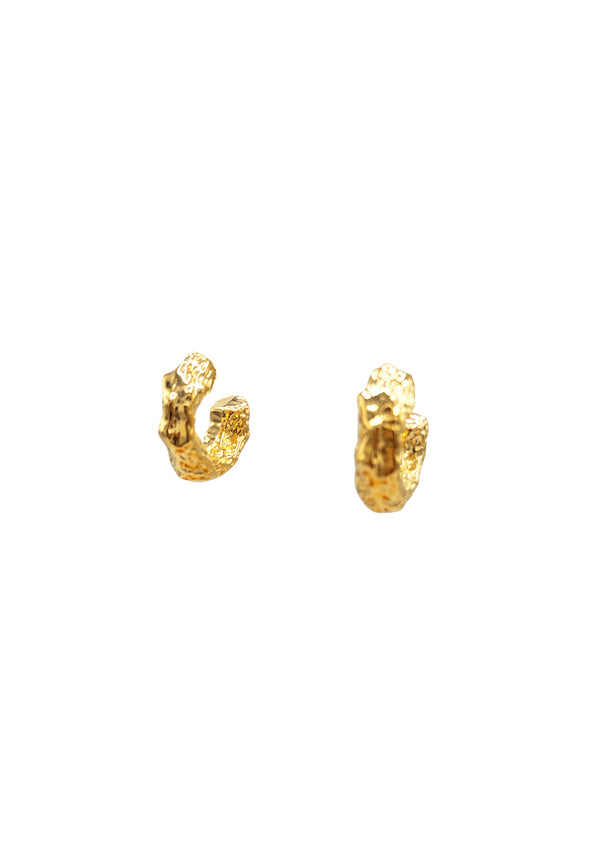 Thick Gold Uneven Hoop Earrings