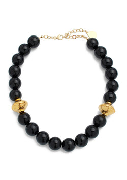 Black Onyx Gold Accent Necklace