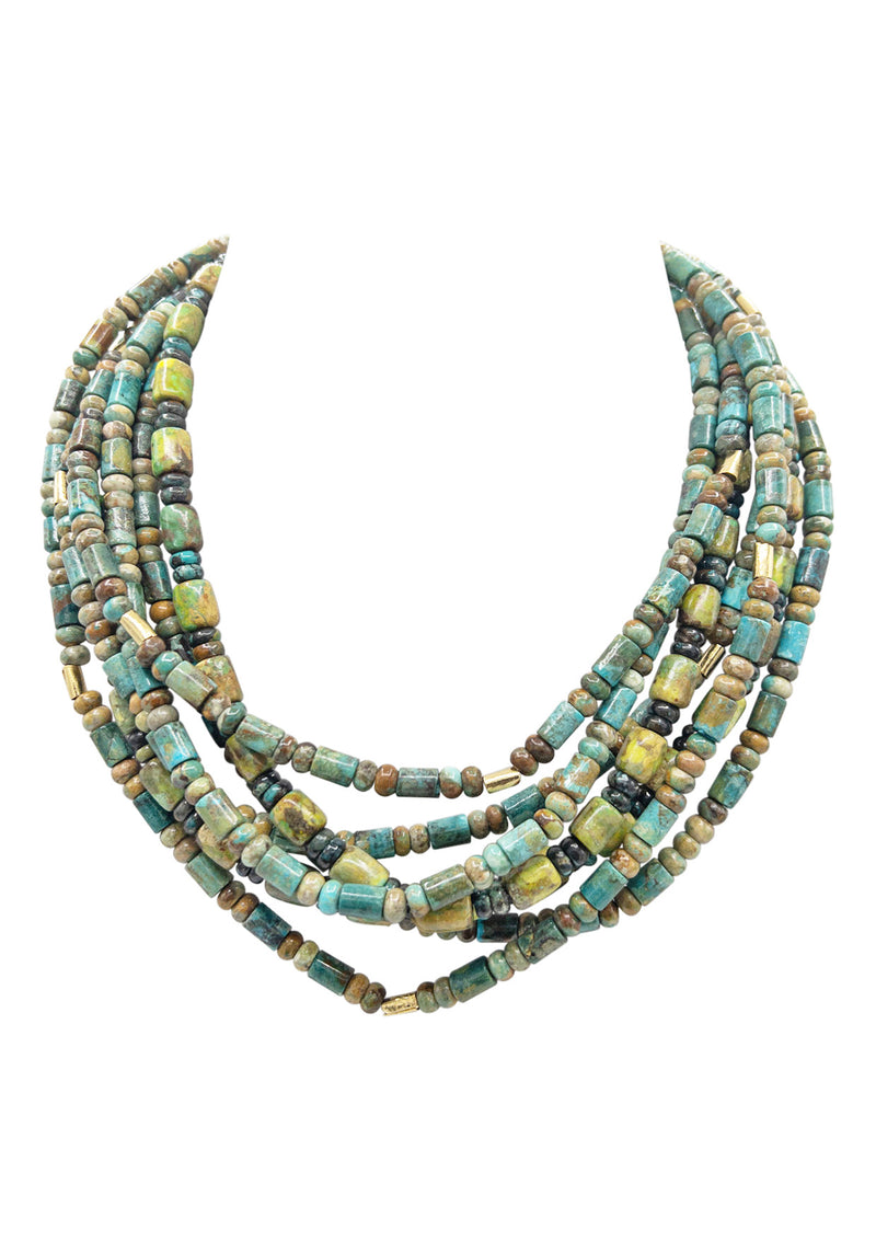 Green Turquoise 7 Multi Strand Necklace