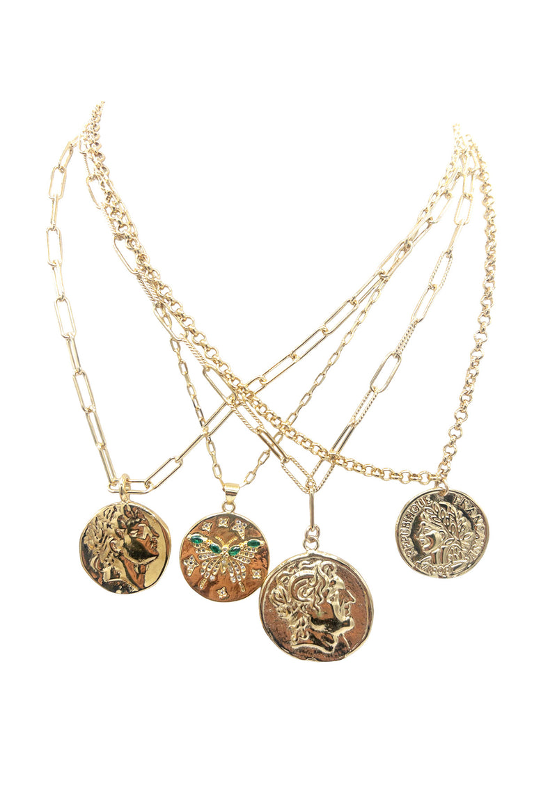 Gold Coin Pendant Gold Chain Necklace