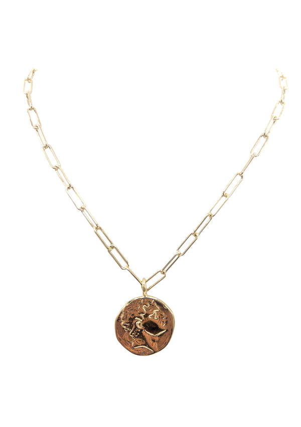 Gold Coin Pendant Gold Chain Necklace