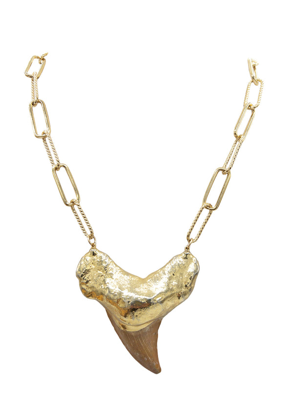 Shark Tooth in 24K Gold Foil Pendant Necklace