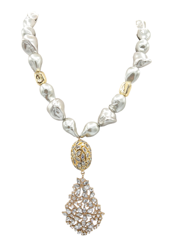 Freshwater Pearl Crystal Pendant Necklace