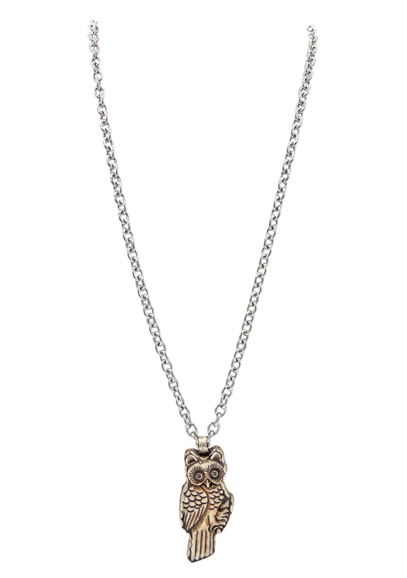 Silver Owl BONE Pendant Necklace