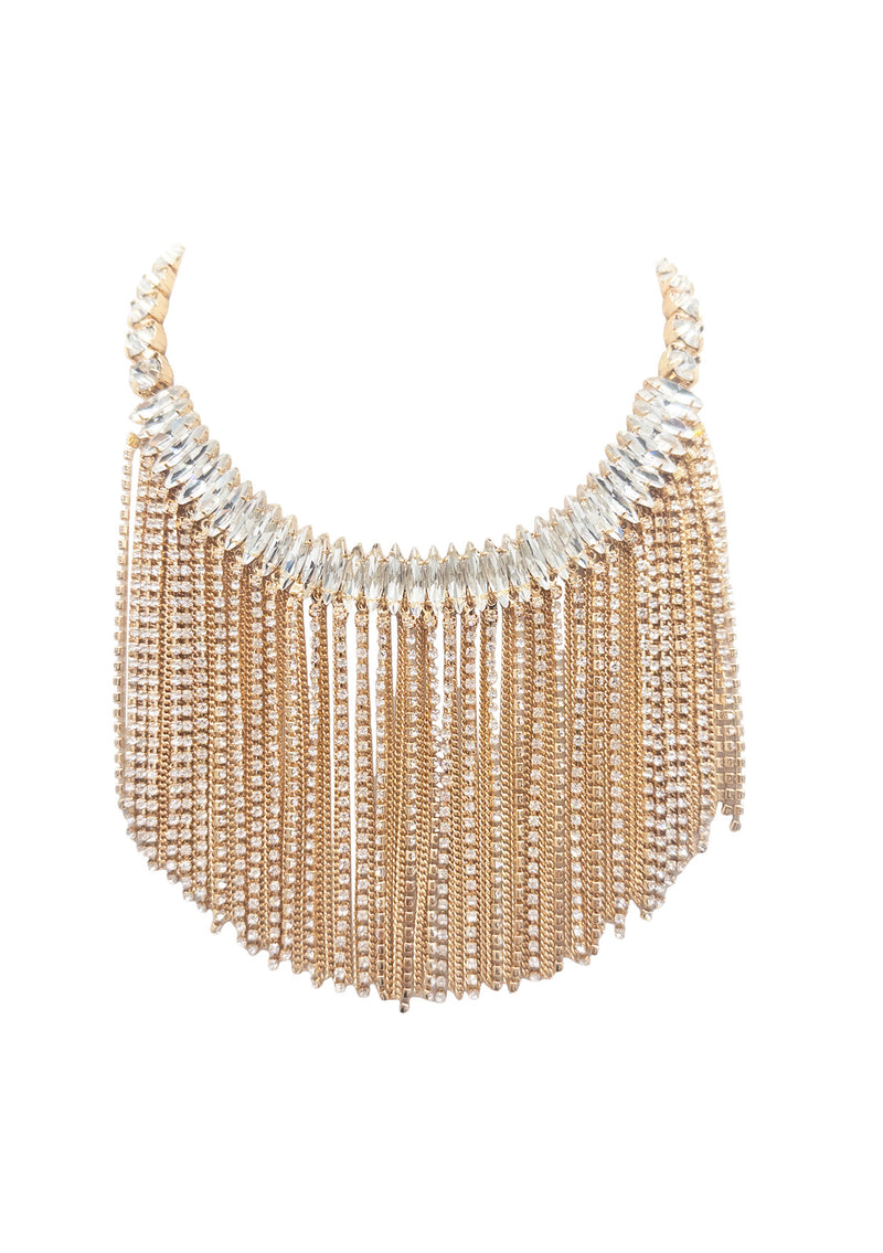 Diamond Illusion Gold Choker Bib Necklace