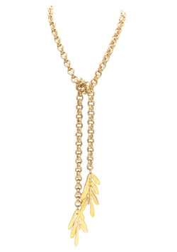 Gold Leaf Lariat Necklace