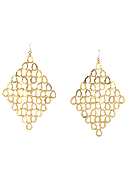 Large Gold Trellis Earrings | Devon Leigh Jewelry