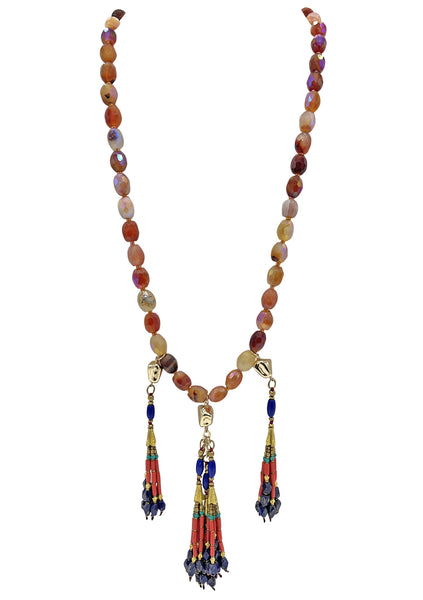 Carnelian Ethnic Tassel Necklace – Devon Leigh Jewelry